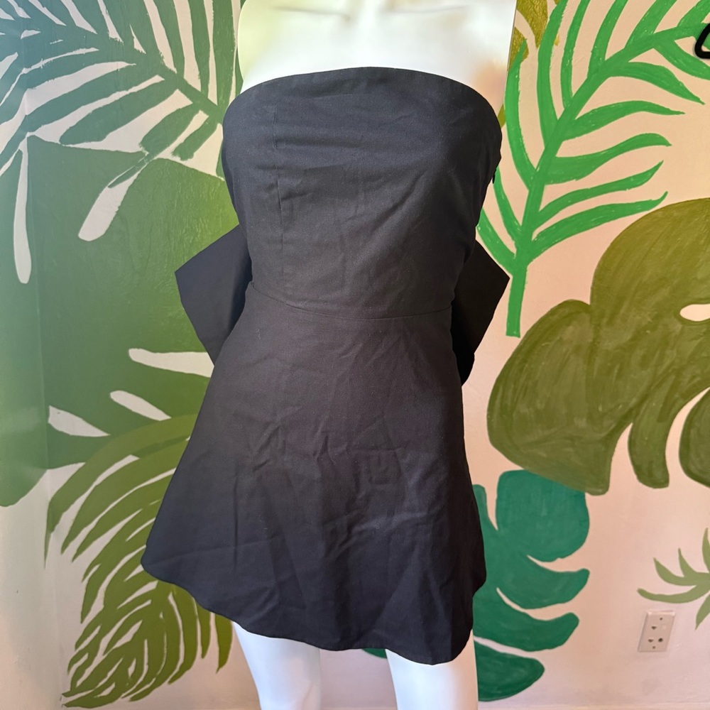 Altar'd State Strapless Black Bow Mini Dress